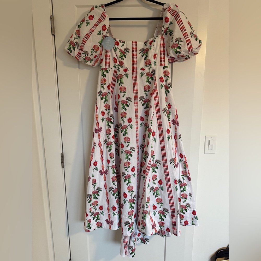 NWT, SOLD OUT Hill House “Red Vine Stripe Cotton”Matilda dress, size M